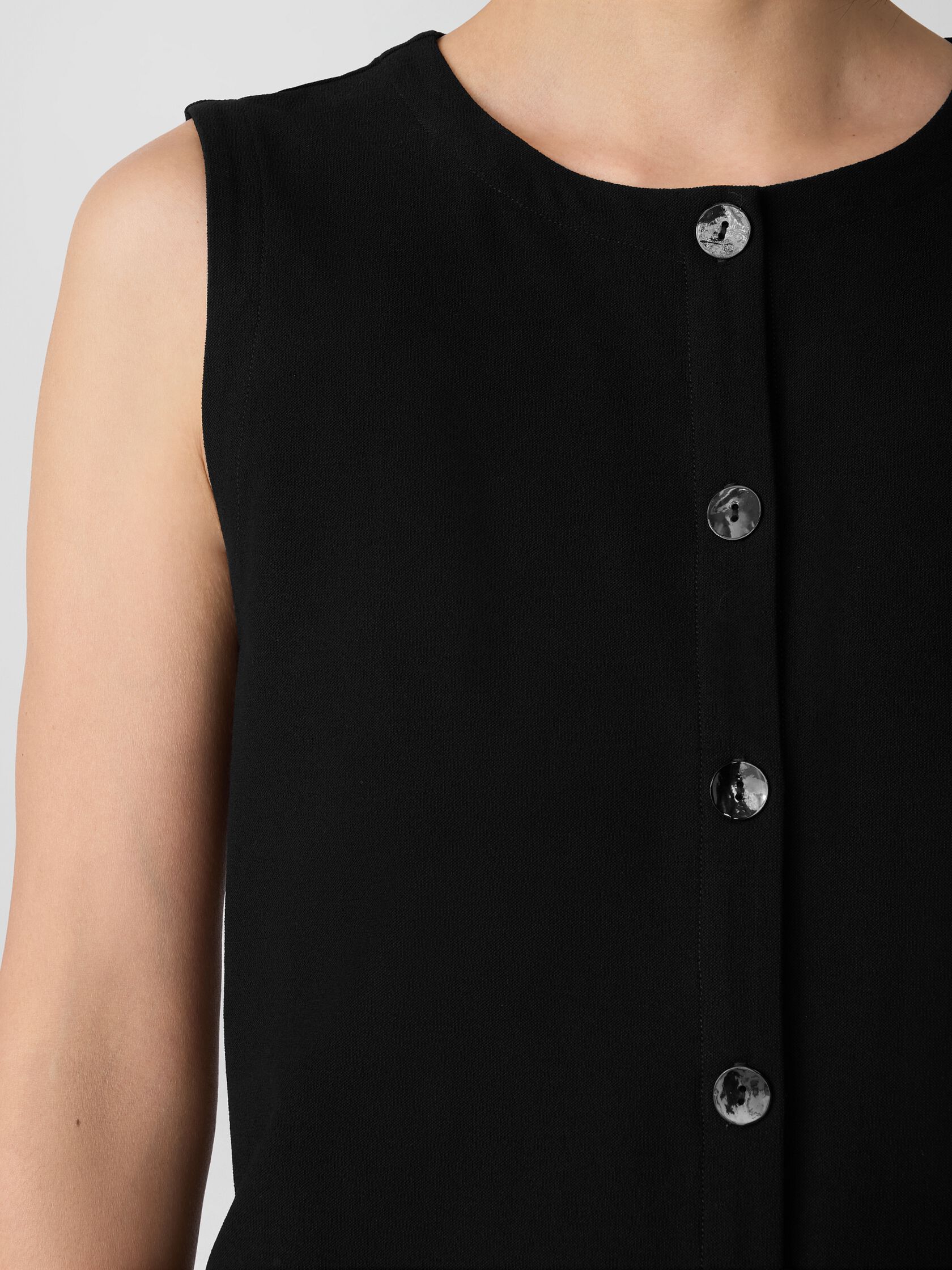 Washable Stretch Crepe Long Vest
