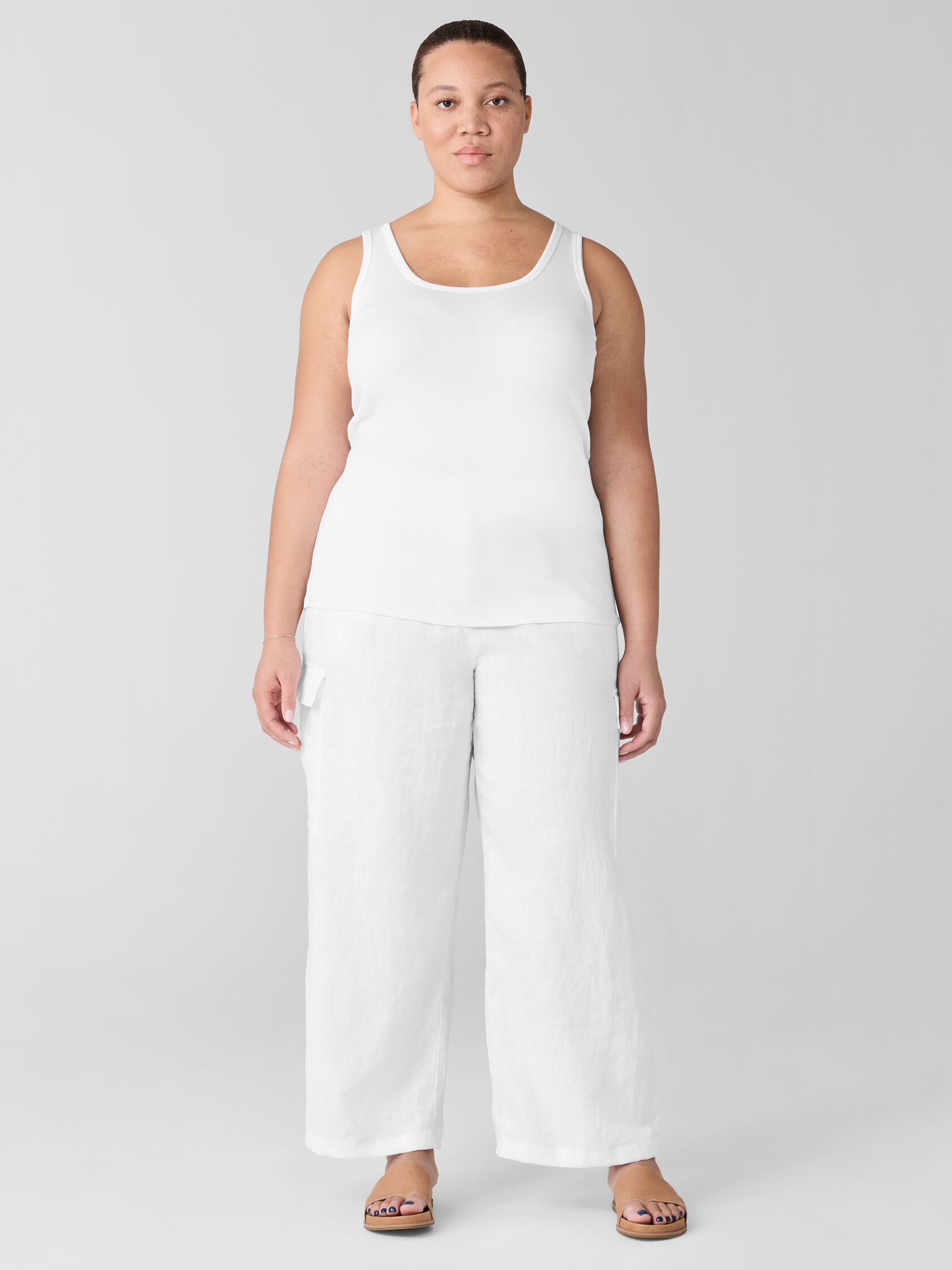 Organic Cotton Stretch Rib Scoop Neck Tank