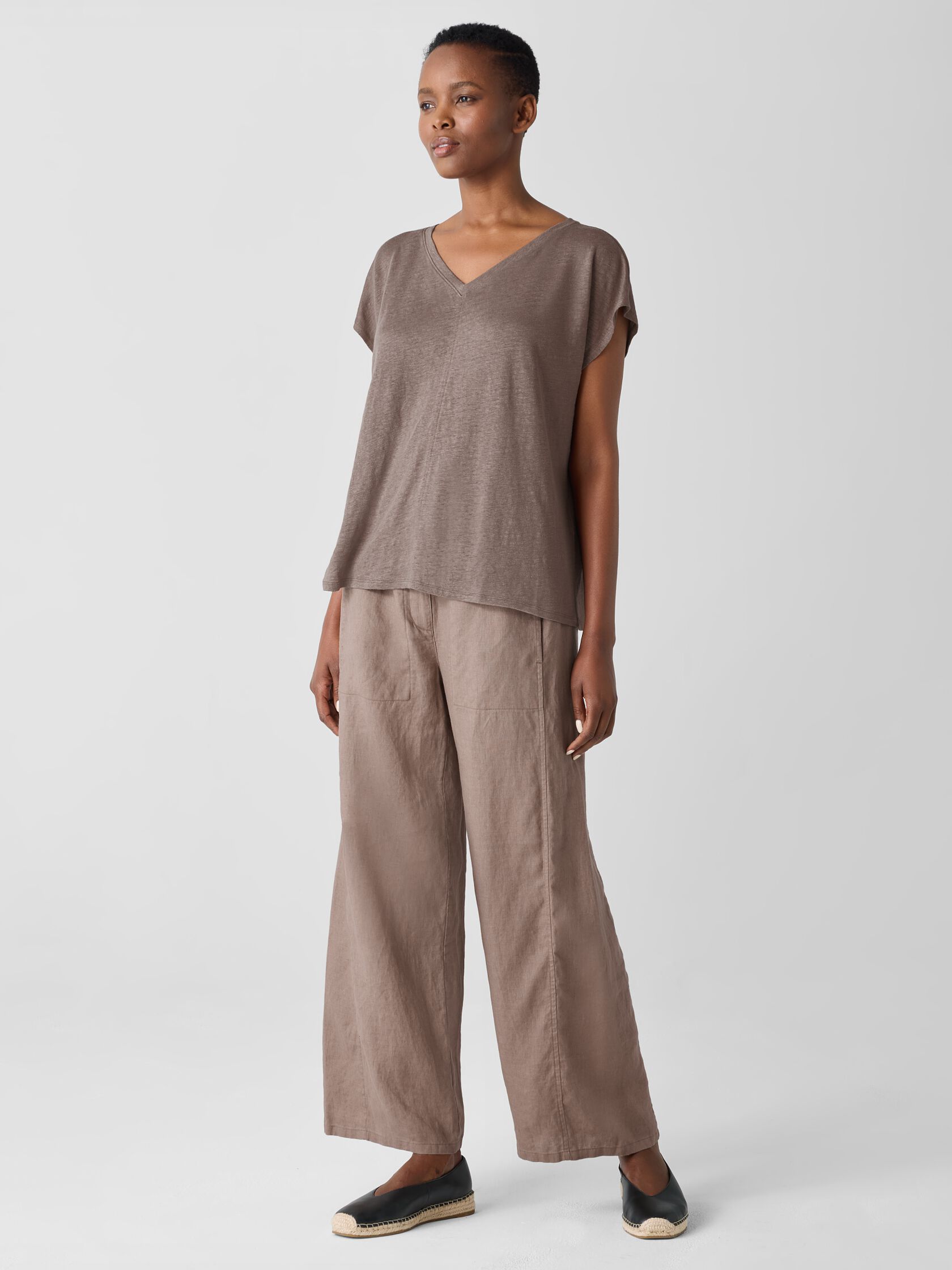 Organic Linen Jersey V-Neck Tee