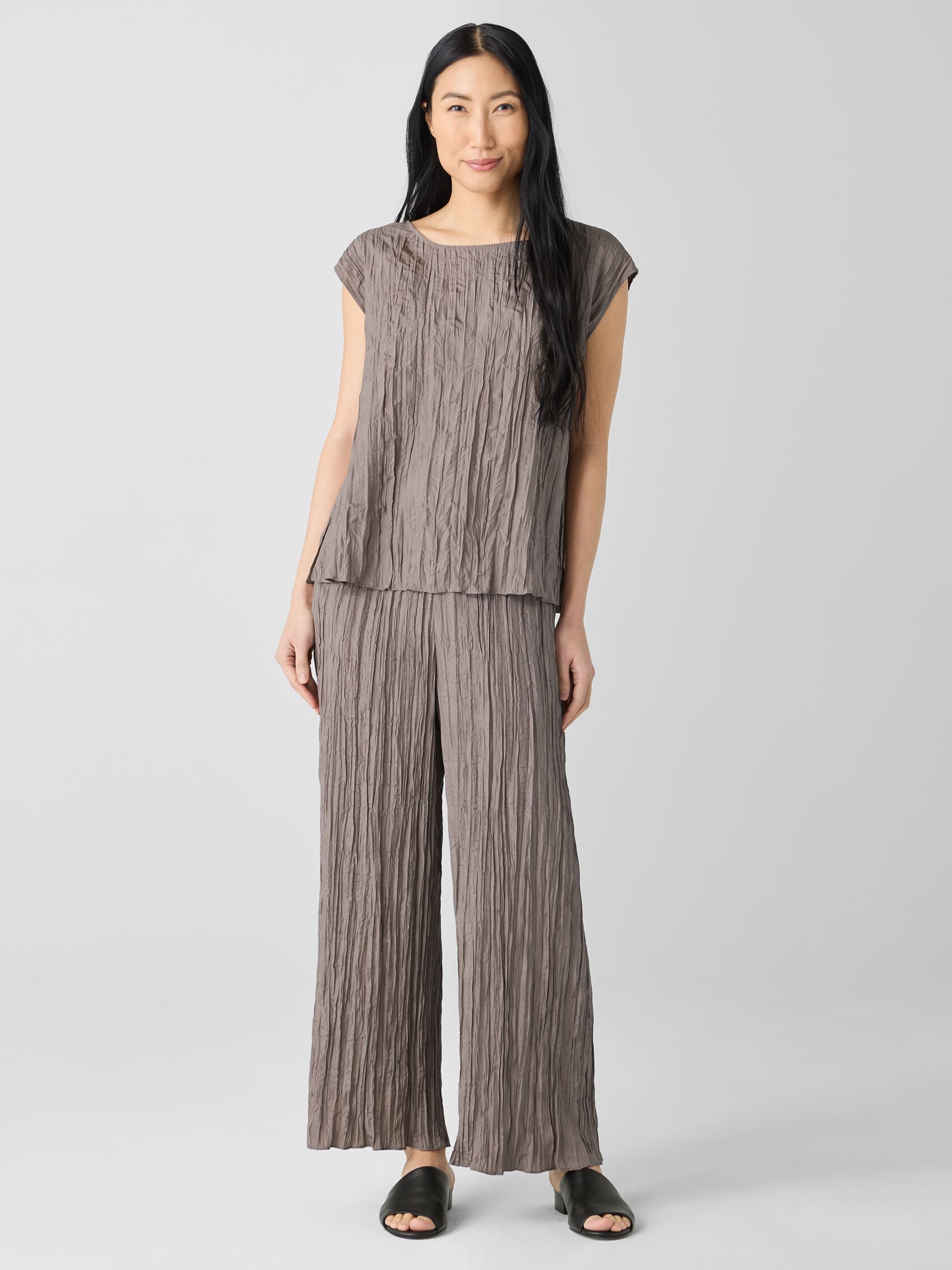 Crushed Silk Wide-Leg Pant