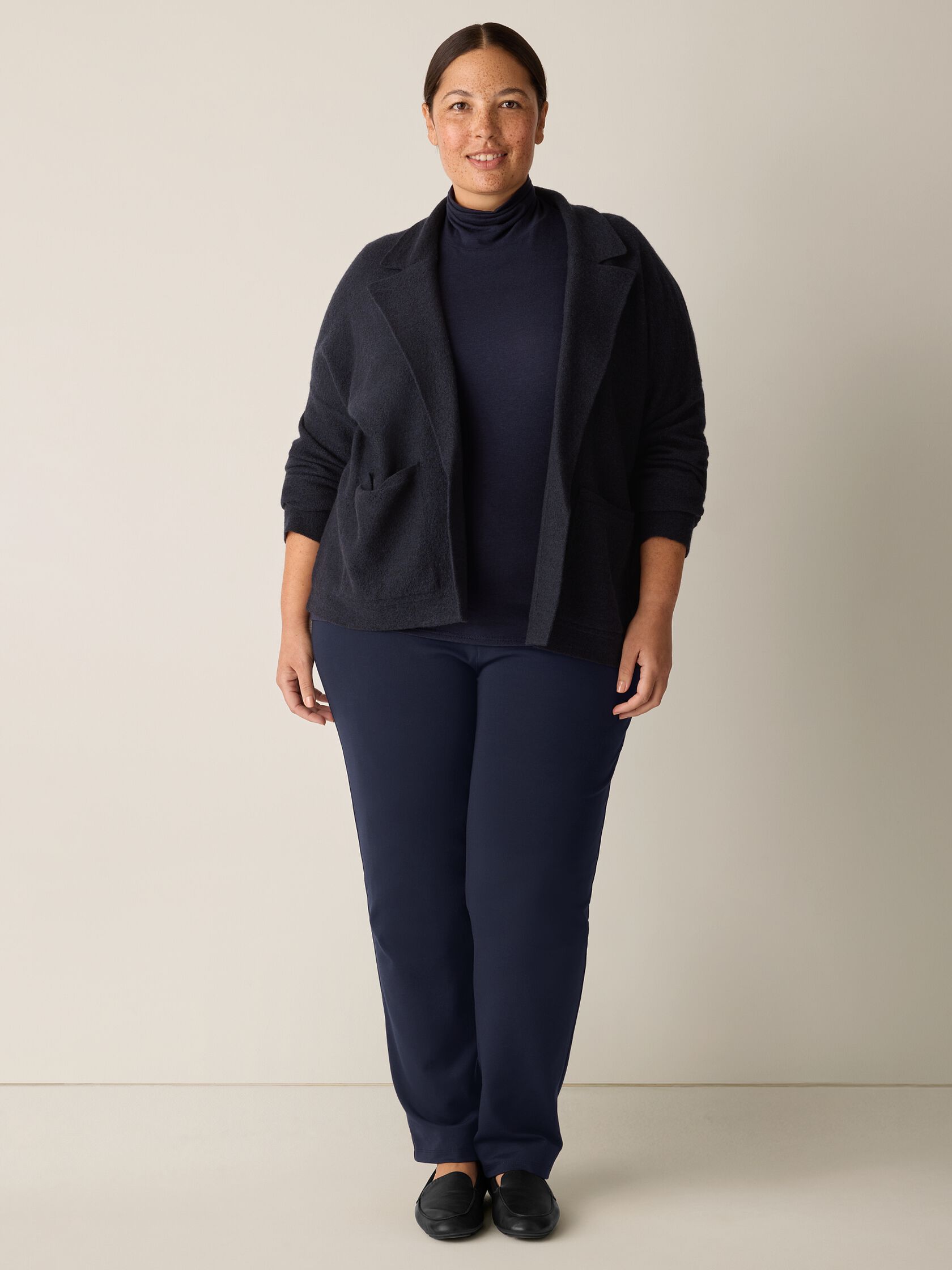 Sheer Cotton Blend Knit Turtleneck Top