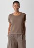Organic Cotton Cord Sheen Jewel Neck Top