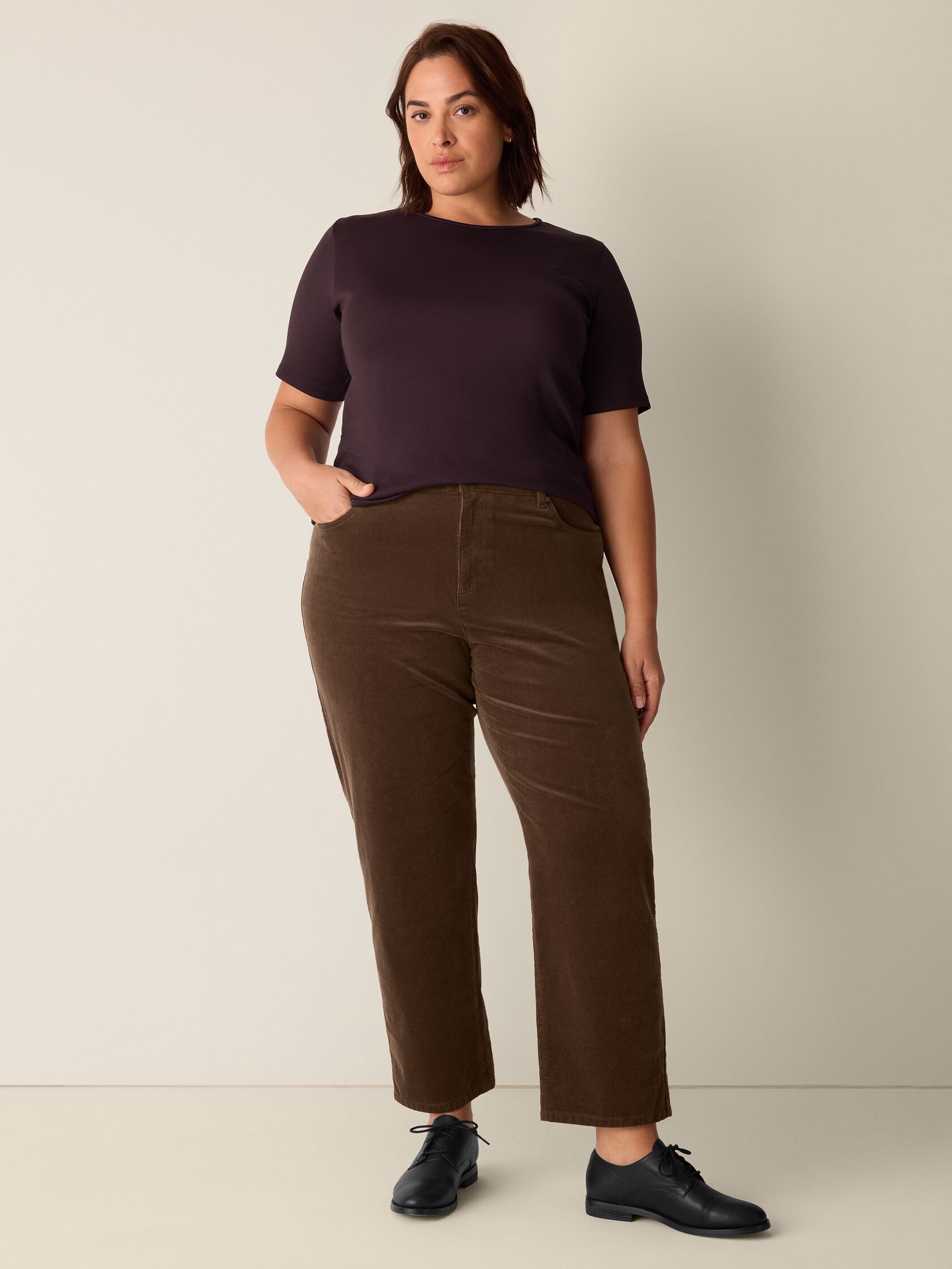 Organic Cotton Stretch Rib Crew Neck Tee