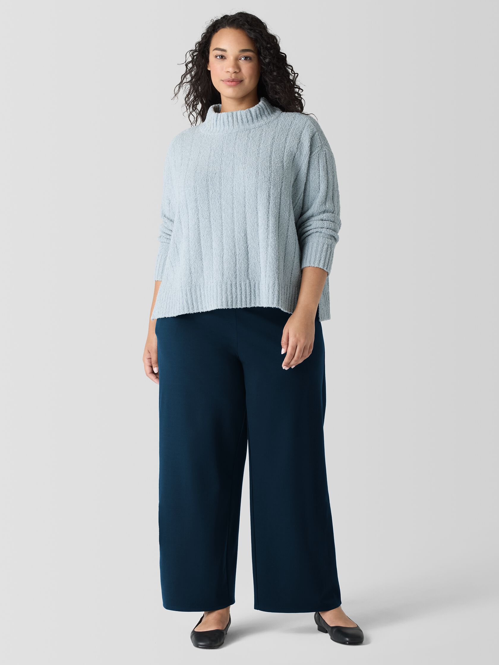 Cotton Fluff Rib Turtleneck Top