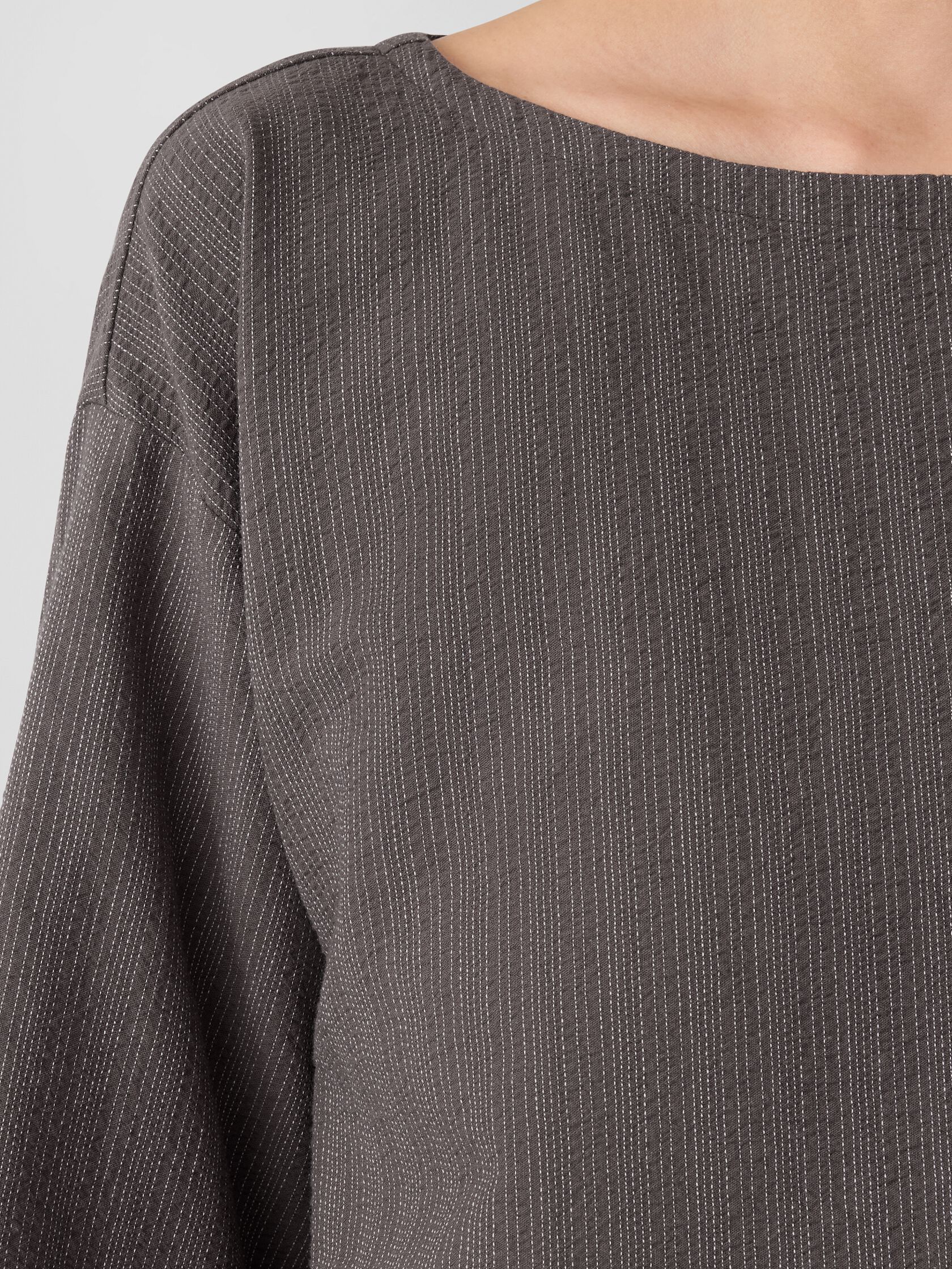Cotton Blend Stripe Stitch Box-Top