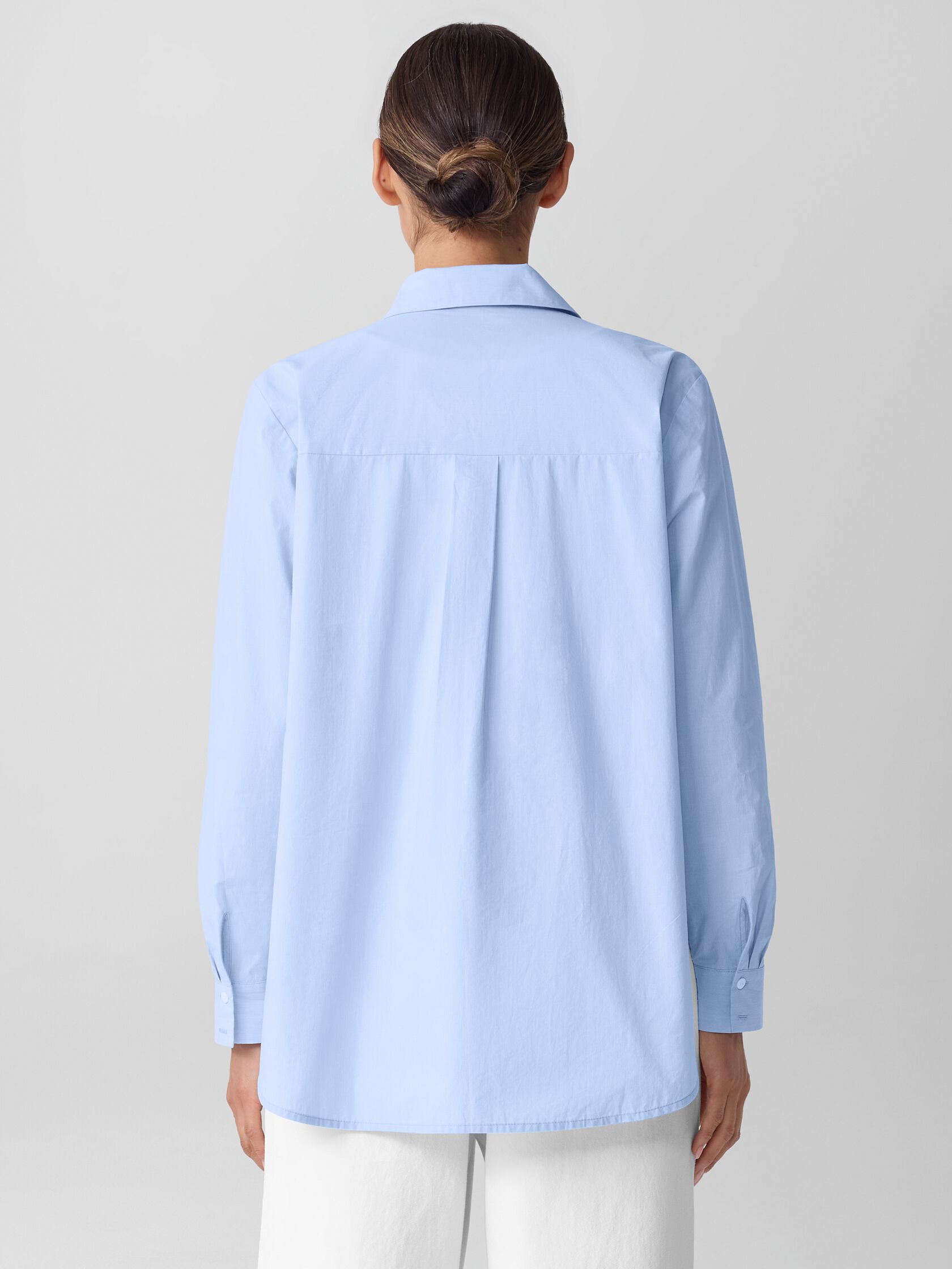 Striped Poplin Classic Collar Shirt