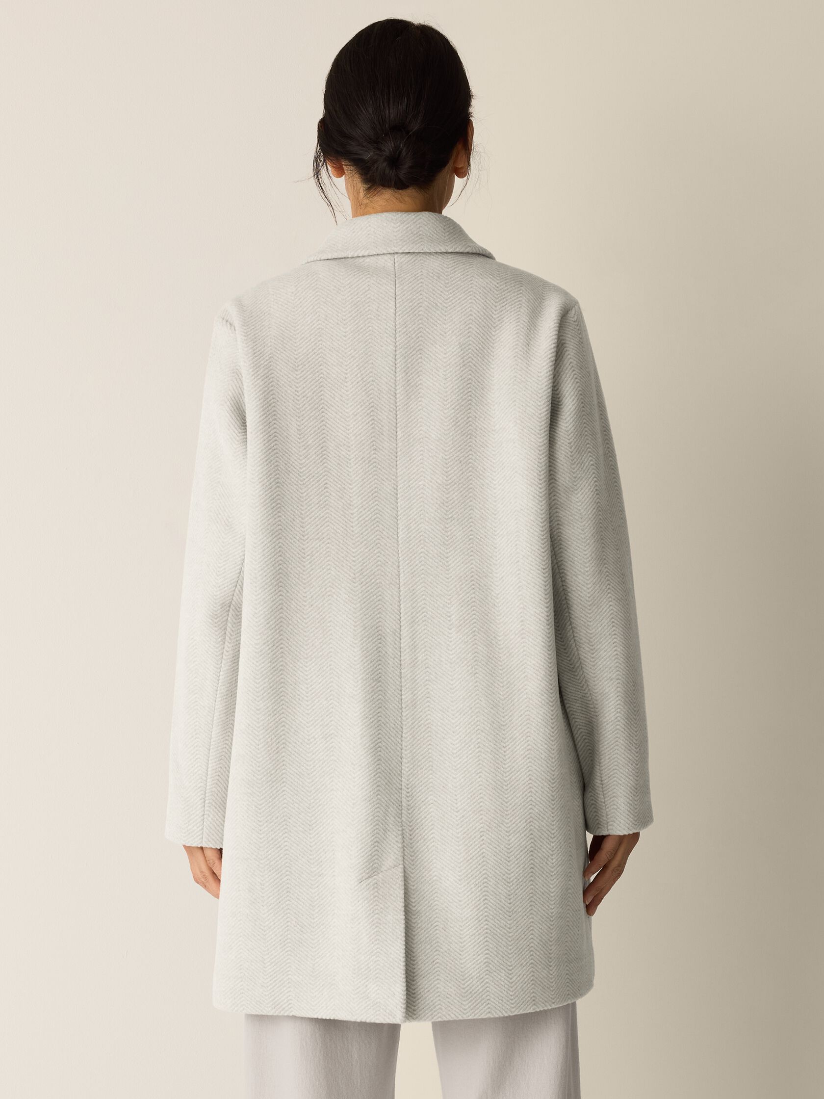 Soft Wool Herringbone Classic Collar Coat
