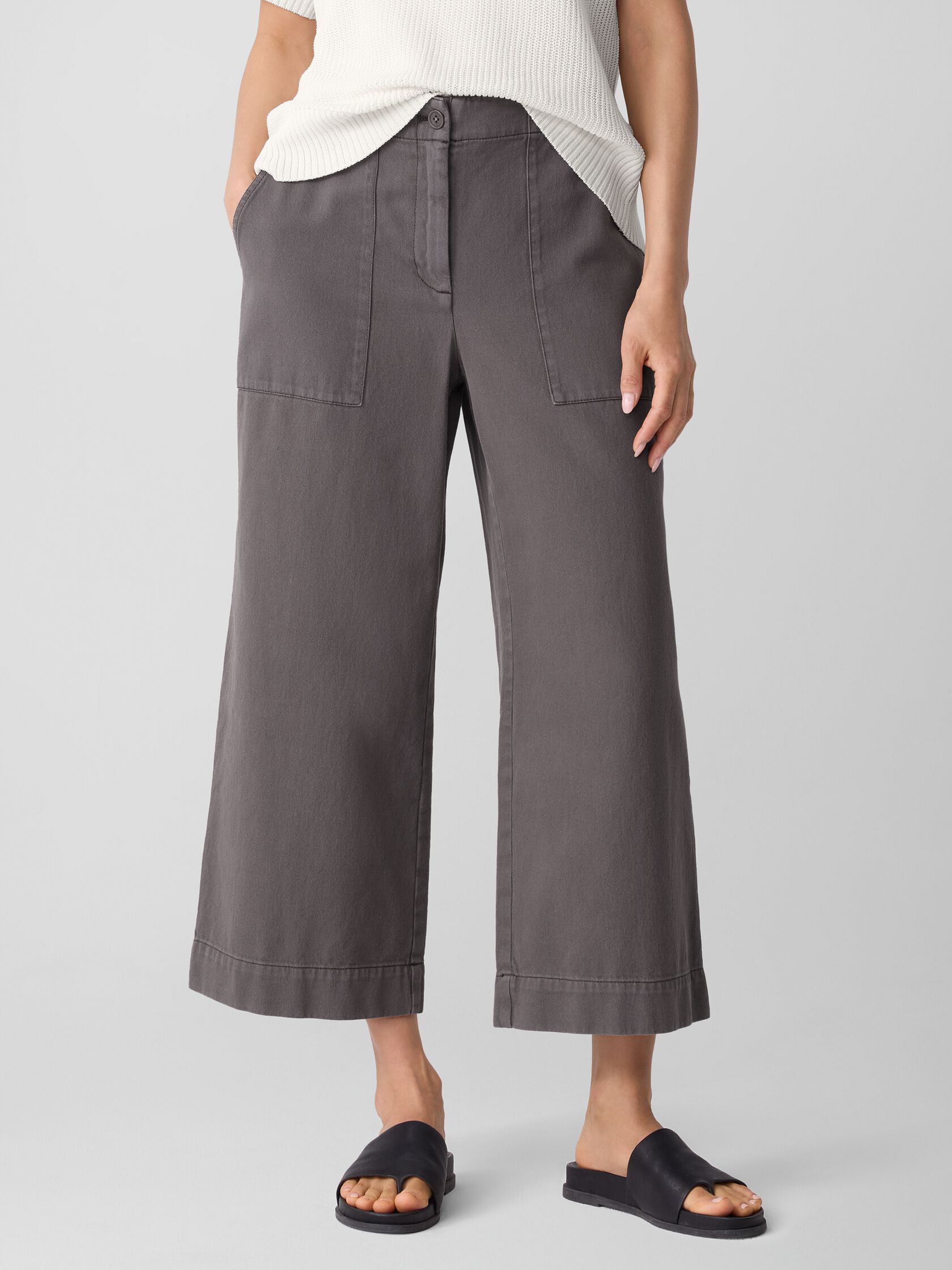 Garment-Dyed Utility Cotton Wide-Leg Pant