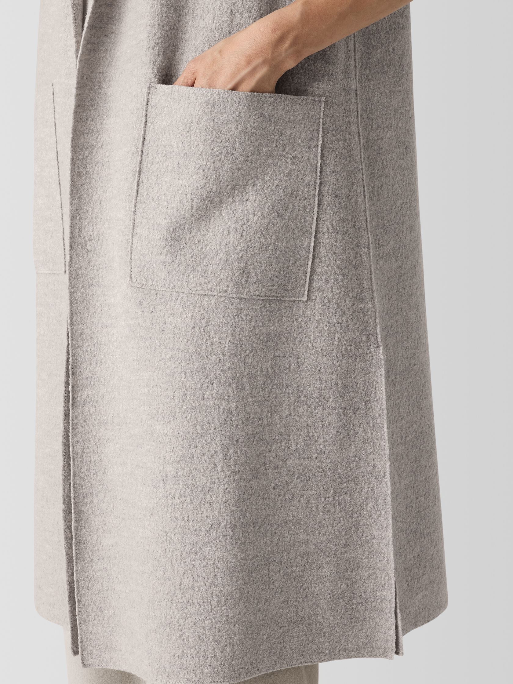 Lightweight Boiled Wool Shawl Collar Vest in Regenerative Wool