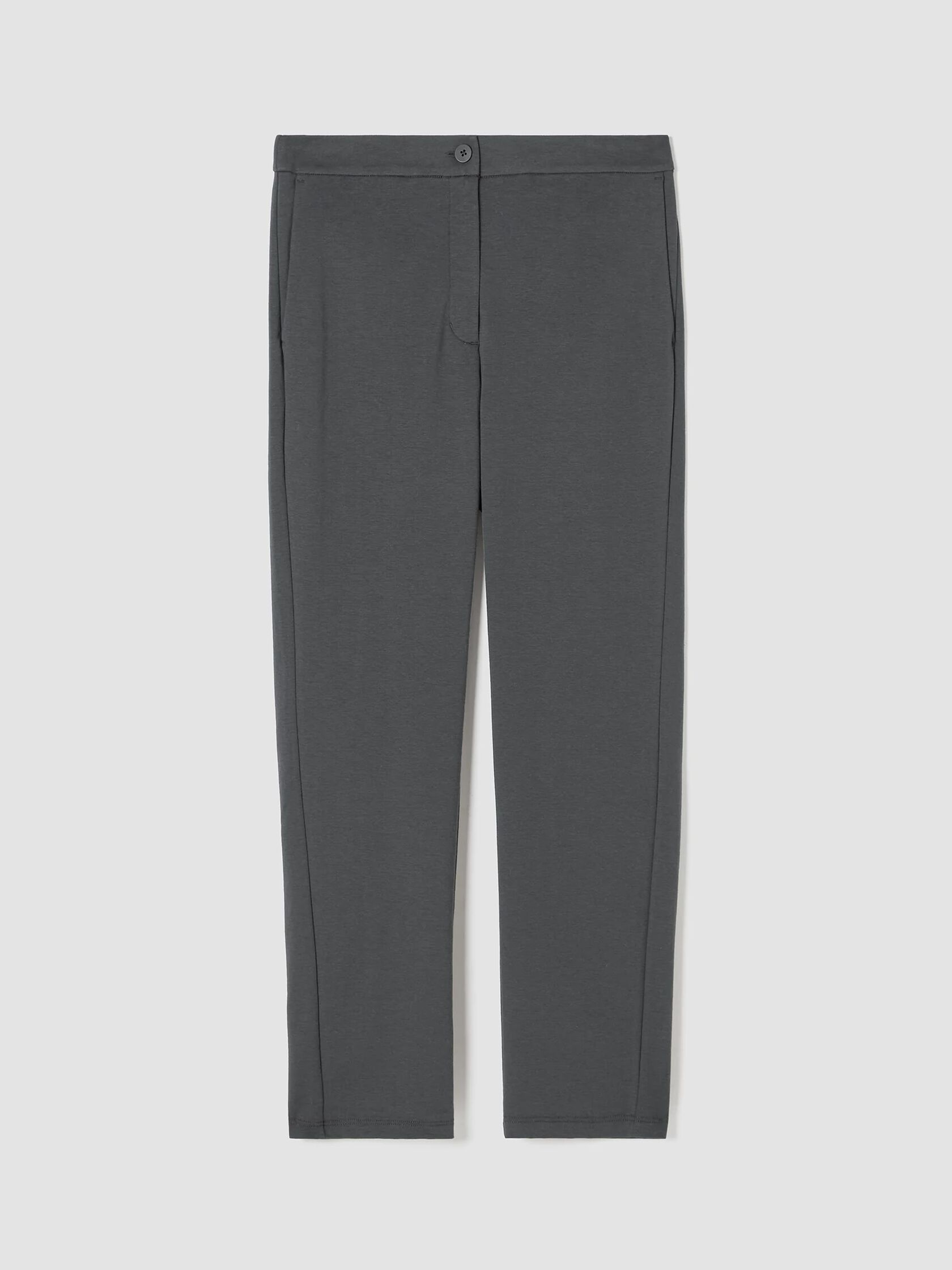 Cotton Blend Ponte High-Waisted Slim Pant