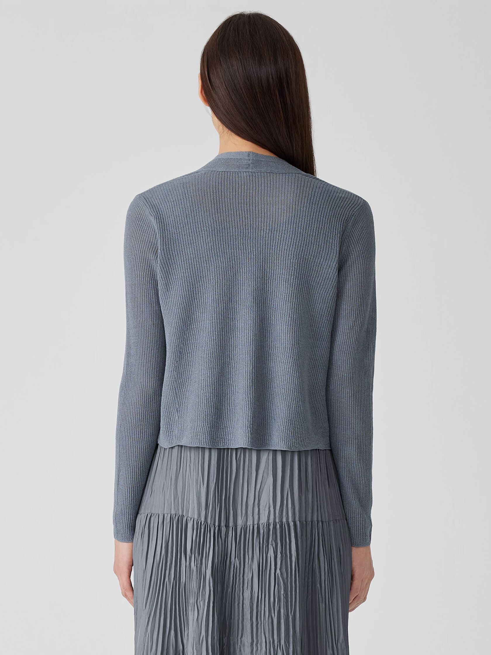 Organic Linen Cotton Airy Tuck Cropped Cardigan