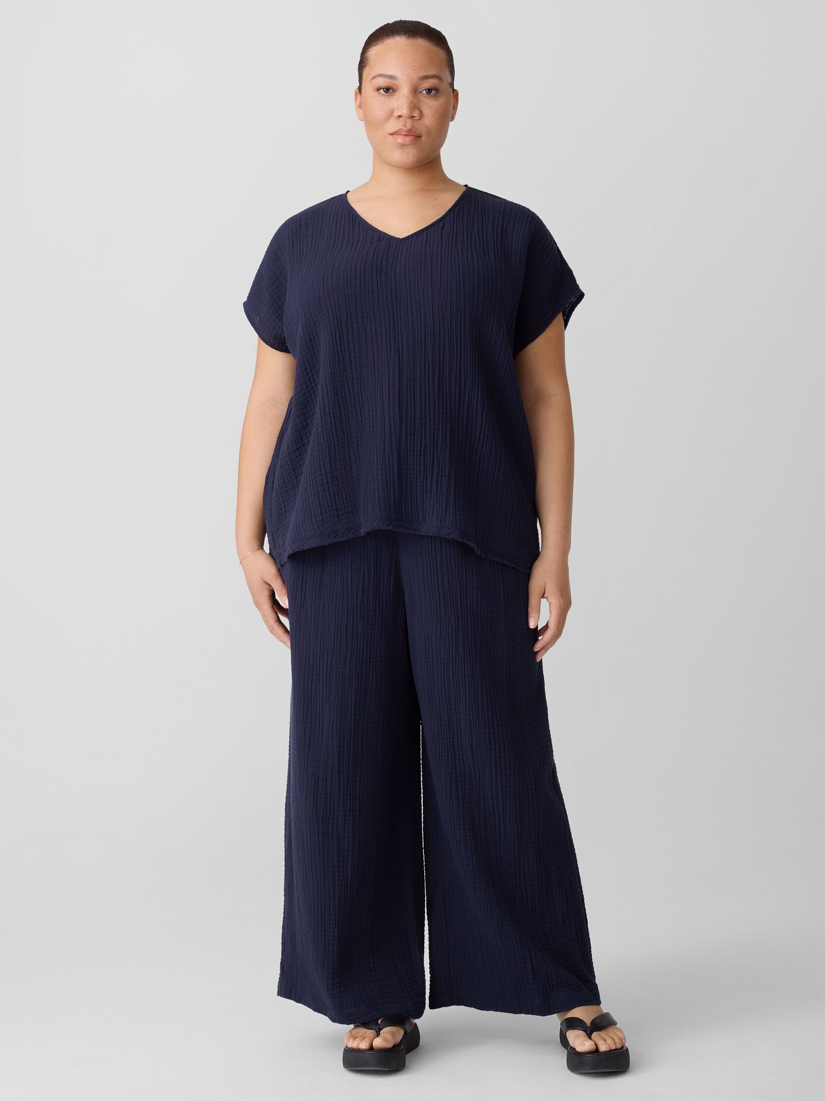 Organic Cotton Lofty Gauze Wide-Leg Pant