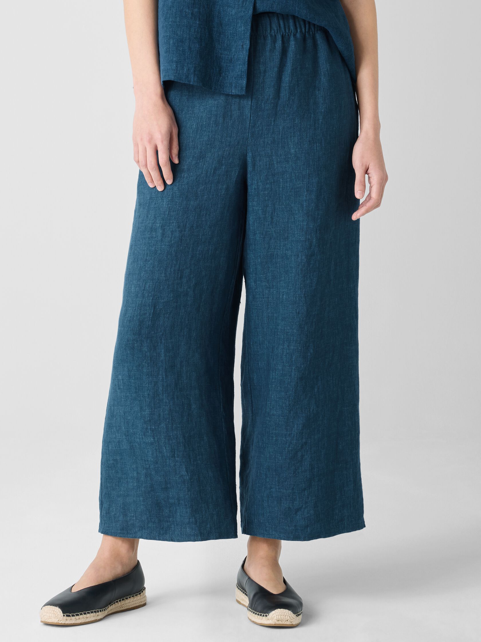 Washed Organic Linen Délavé Wide-Leg Pant