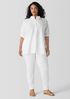 Washed Organic Cotton Poplin Stand Collar Top