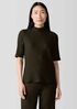 Textured Stretch Rib Mock Neck Top
