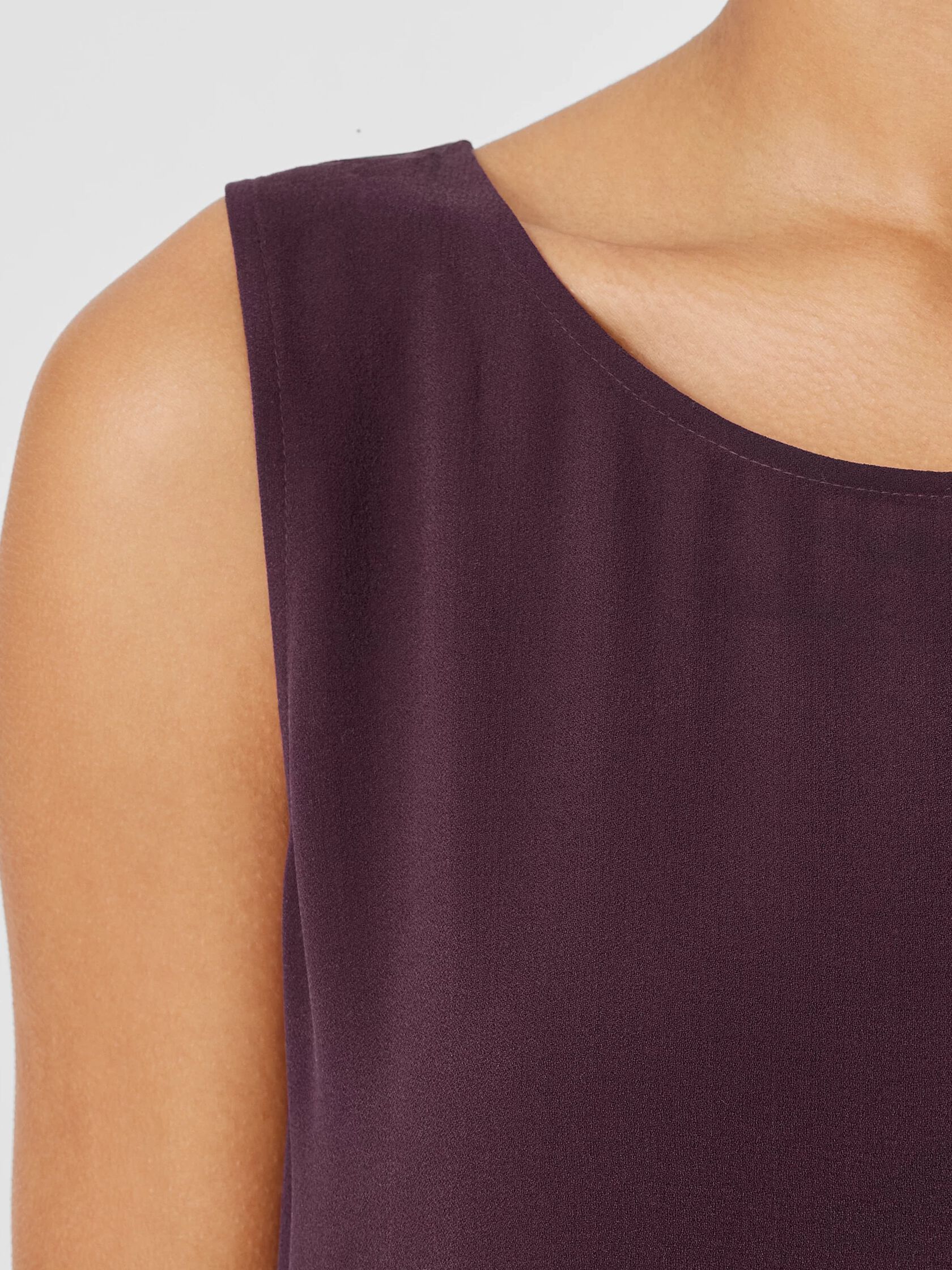 Silk Georgette Crepe Ballet Neck Long Tank