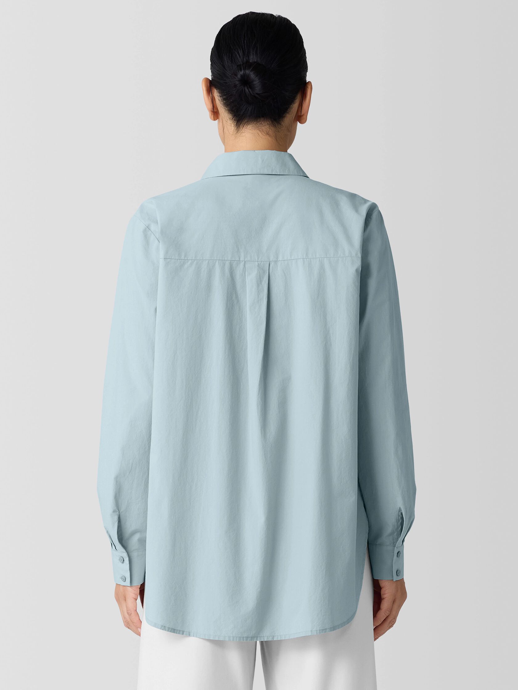 Washed Organic Cotton Poplin Classic Collar Long Shirt