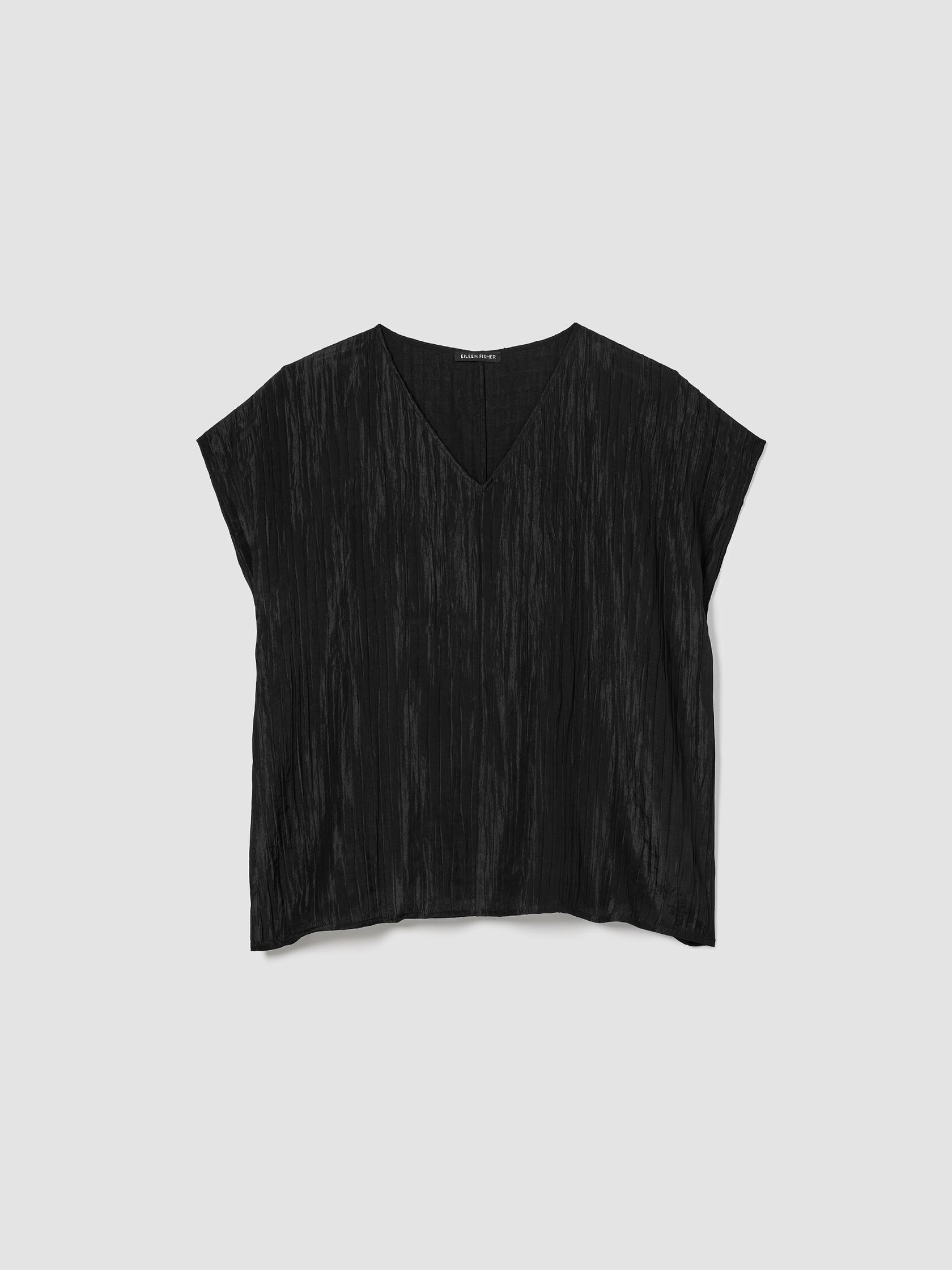 Textured Silk Jacquard V-Neck Top