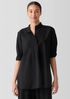 Washed Organic Cotton Poplin Stand Collar Top