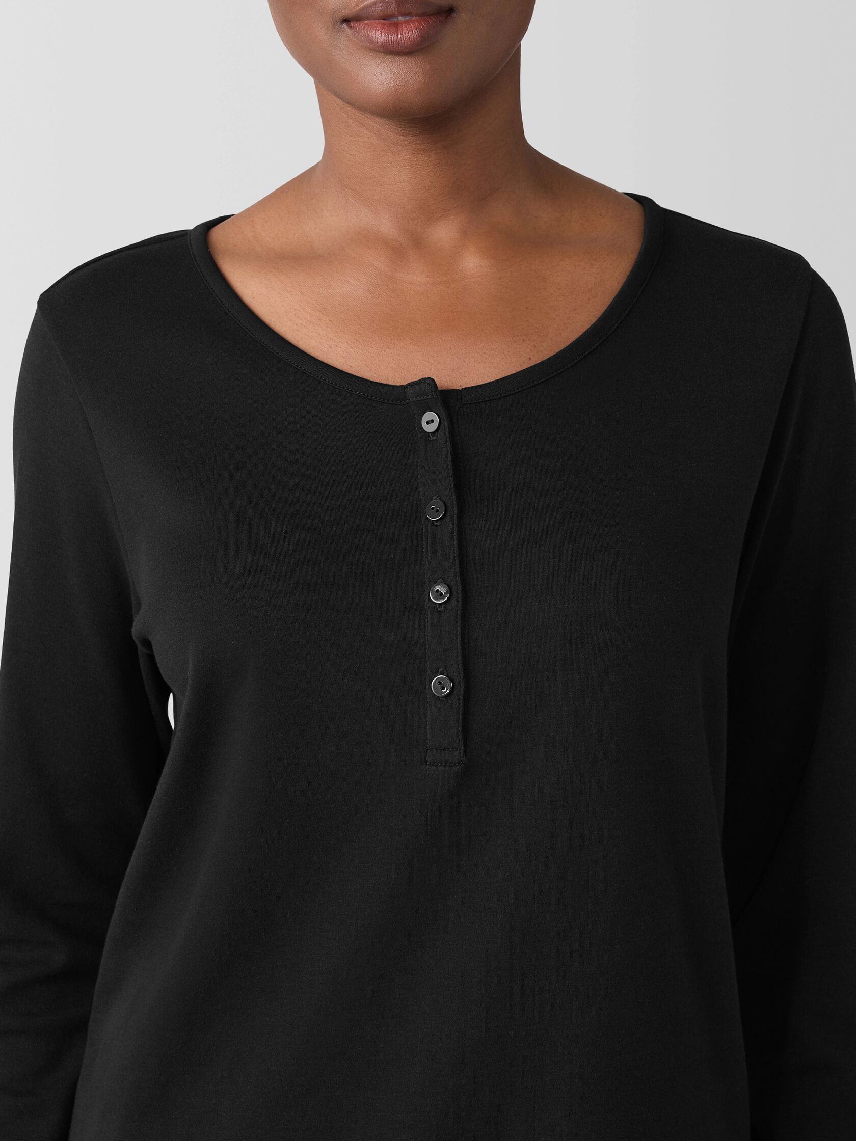 Organic Cotton Interlock Henley Sleep Top