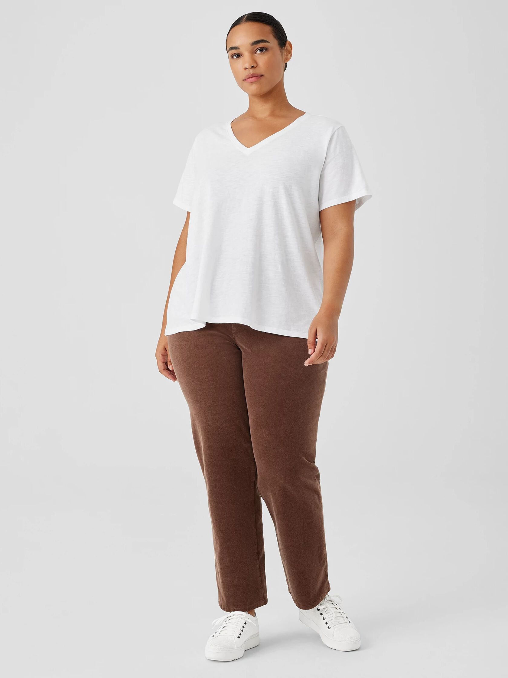 Organic Cotton Slubby Jersey V-Neck Tee