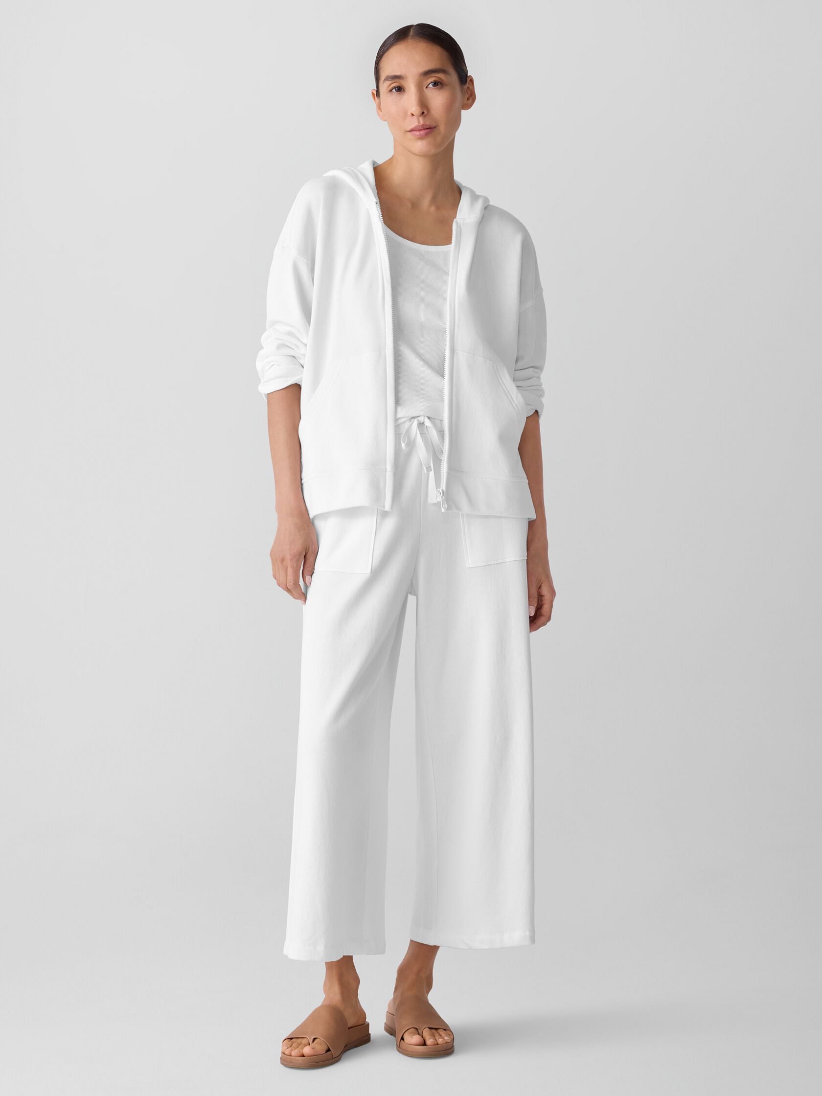 Lightweight Organic Cotton Terry Hooded Jacket