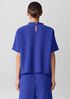 Woven Plissé Mock Neck Top
