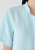 Organic Handkerchief Linen Band Collar Short-Sleeve Shirt
