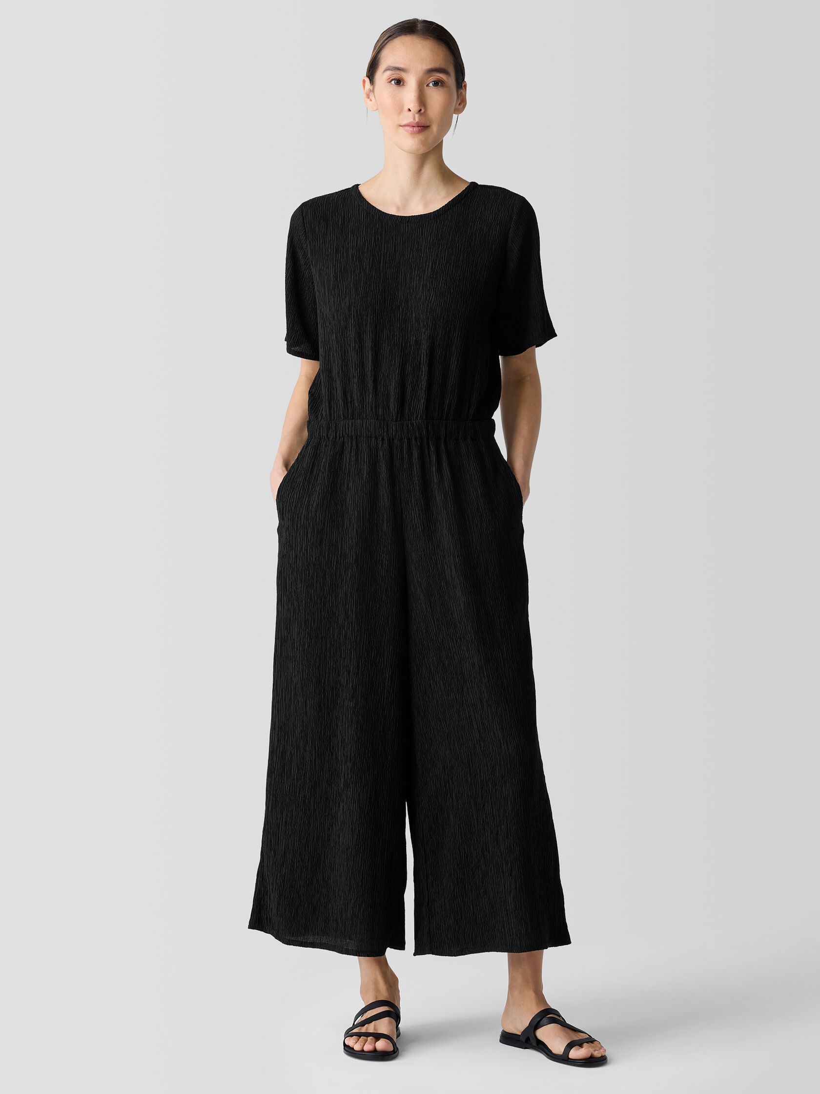 Woven Plissé Jumpsuit