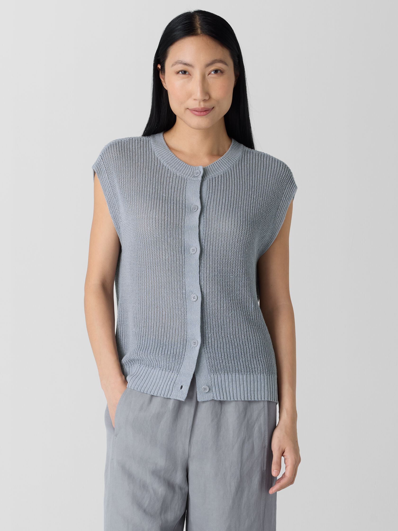 Organic Linen Cotton Cord Vest