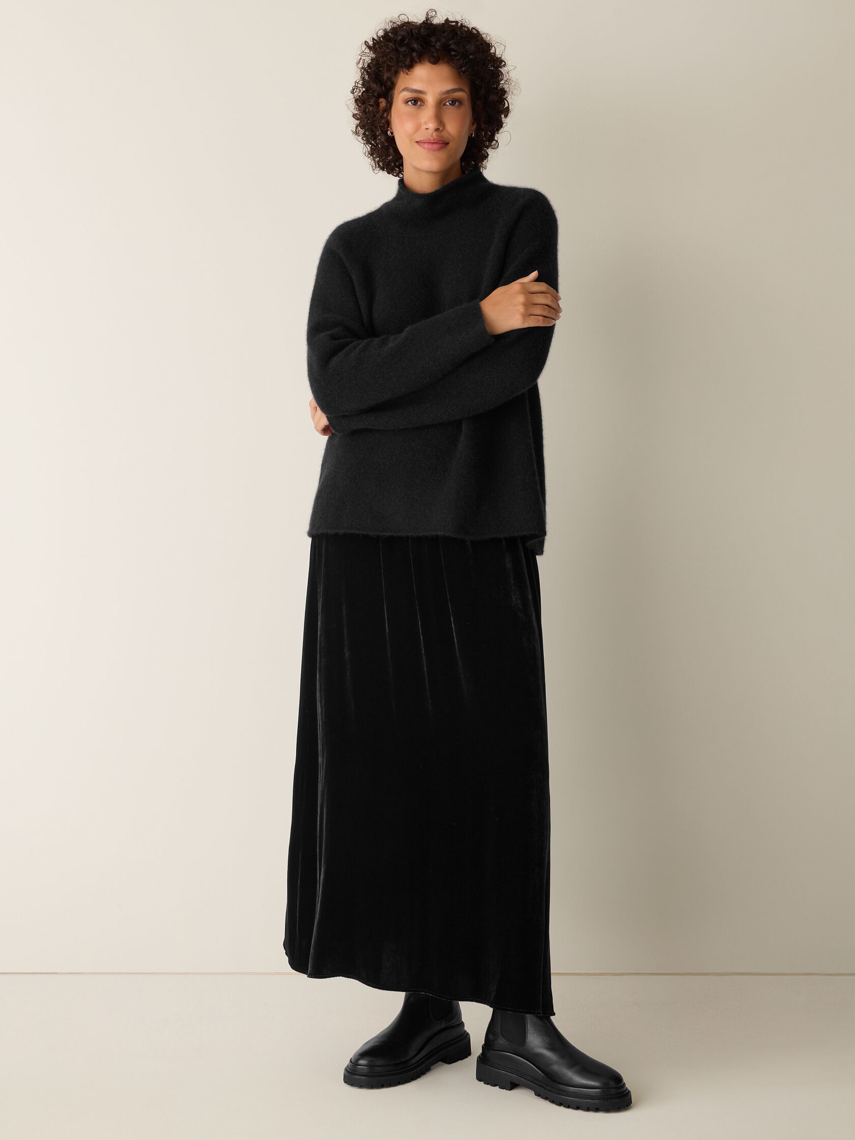 Cashmere Silk Boucle Bliss Turtleneck Top