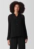 Crinkled Sheer Silk Georgette Classic Collar Shirt