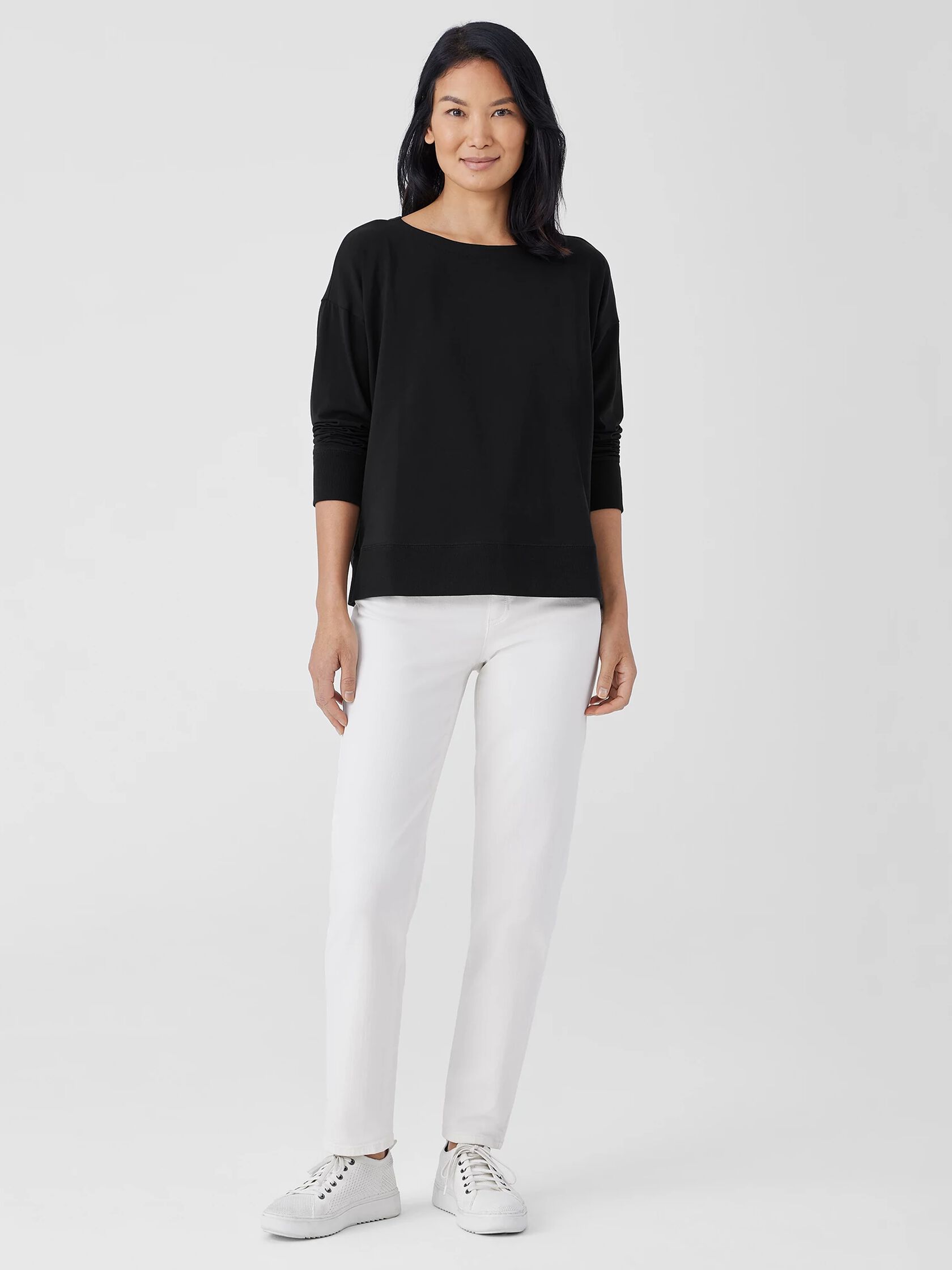 Pima Cotton Stretch Jersey Bateau Neck Top