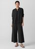 Cotton Blend Stripe Stitch Wide-Leg Pant