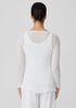 Crinkled Sheer Silk Georgette Bateau Neck Long Top