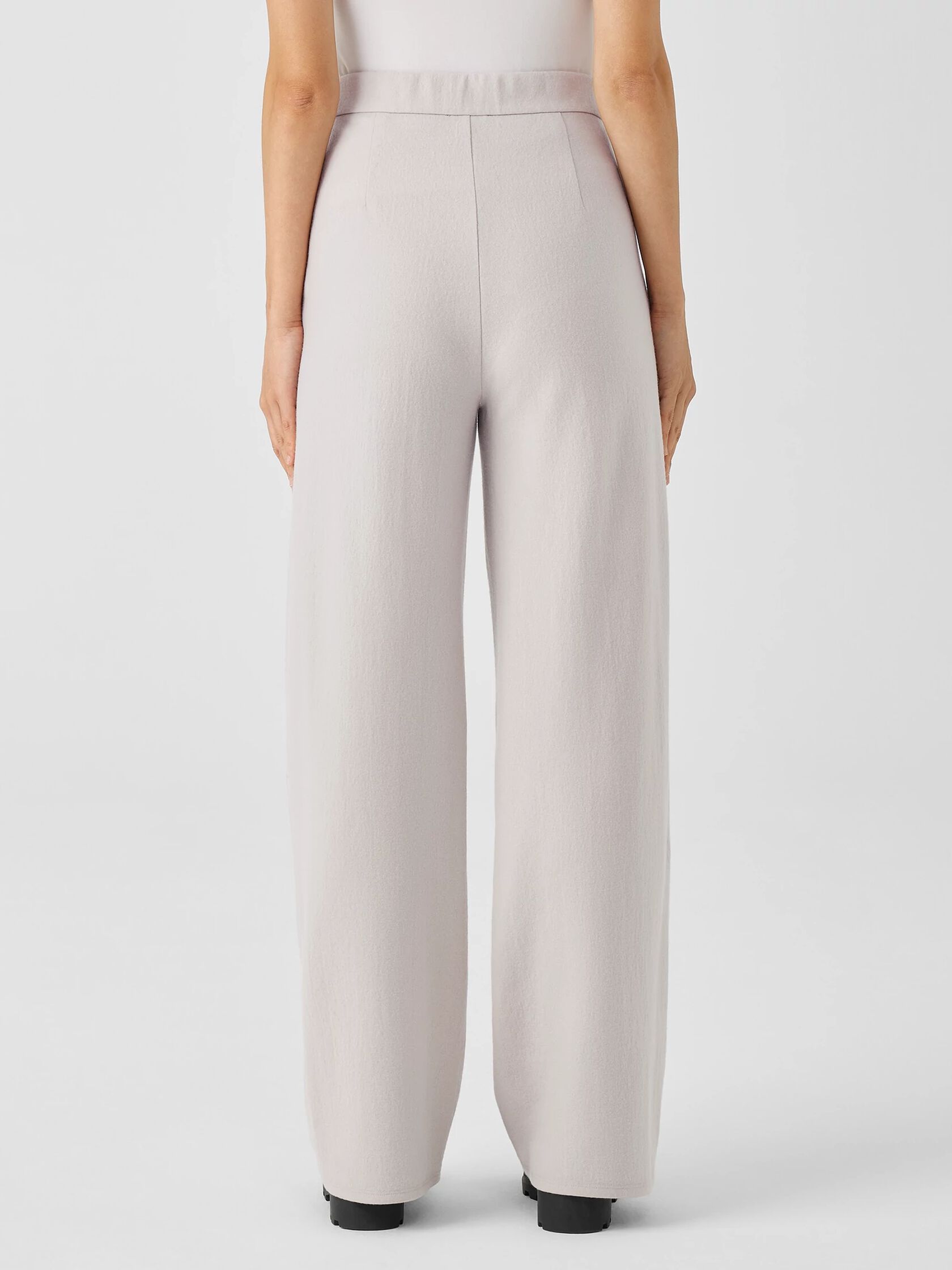 Boiled Wool Jersey Pleated Wide-Leg Pant