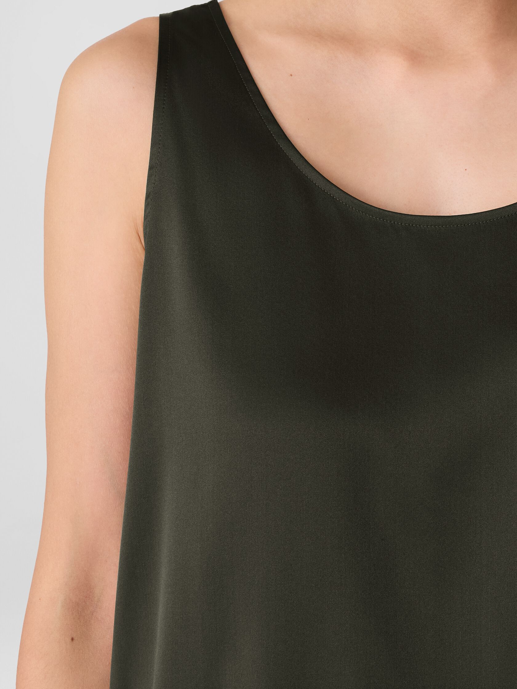 Stretch Silk Charmeuse Scoop Neck Tank