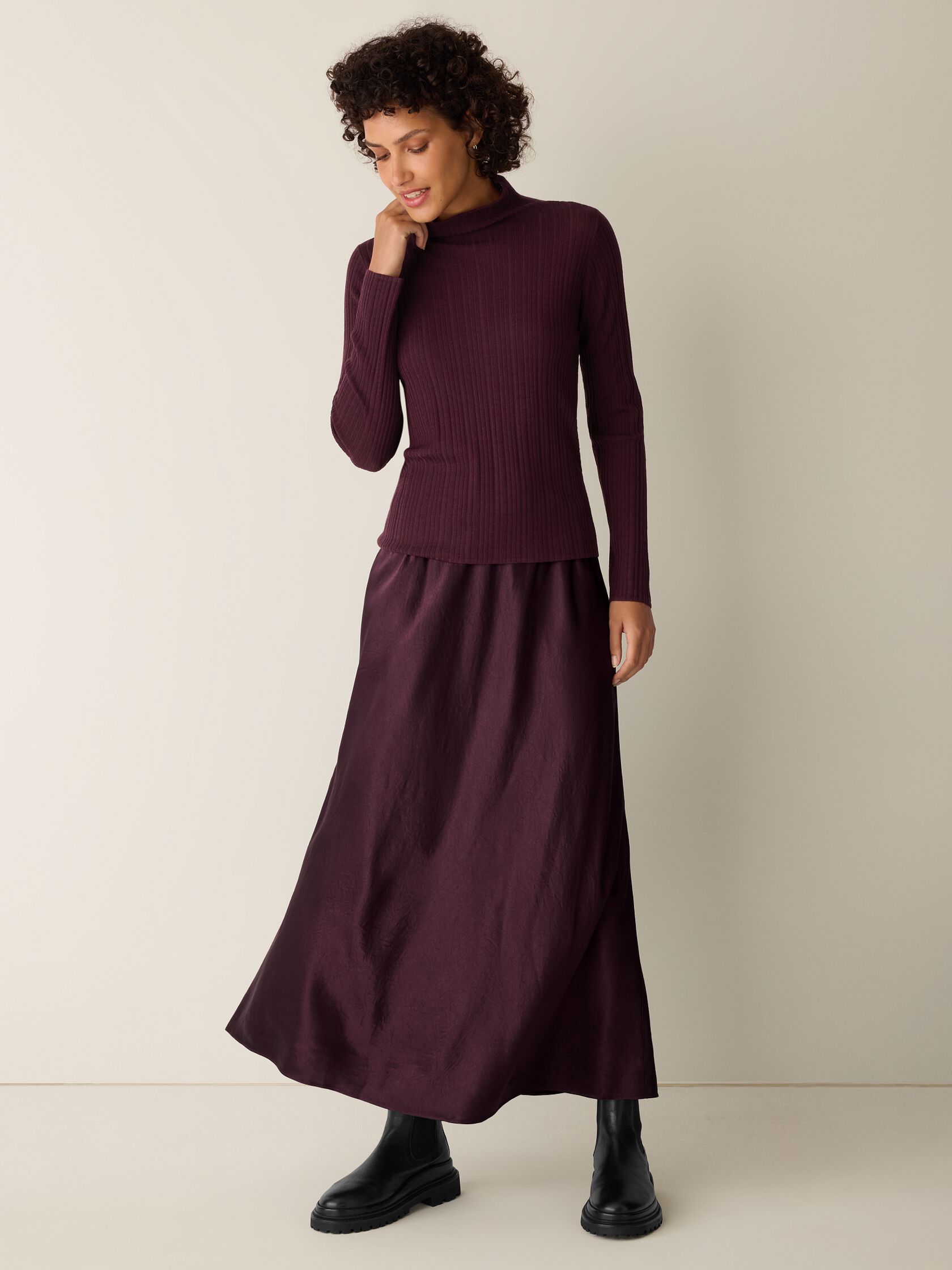 Superfine Merino Turtleneck Top in Regenerative Wool