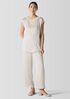 Striated Silk Satin Bateau Neck Top