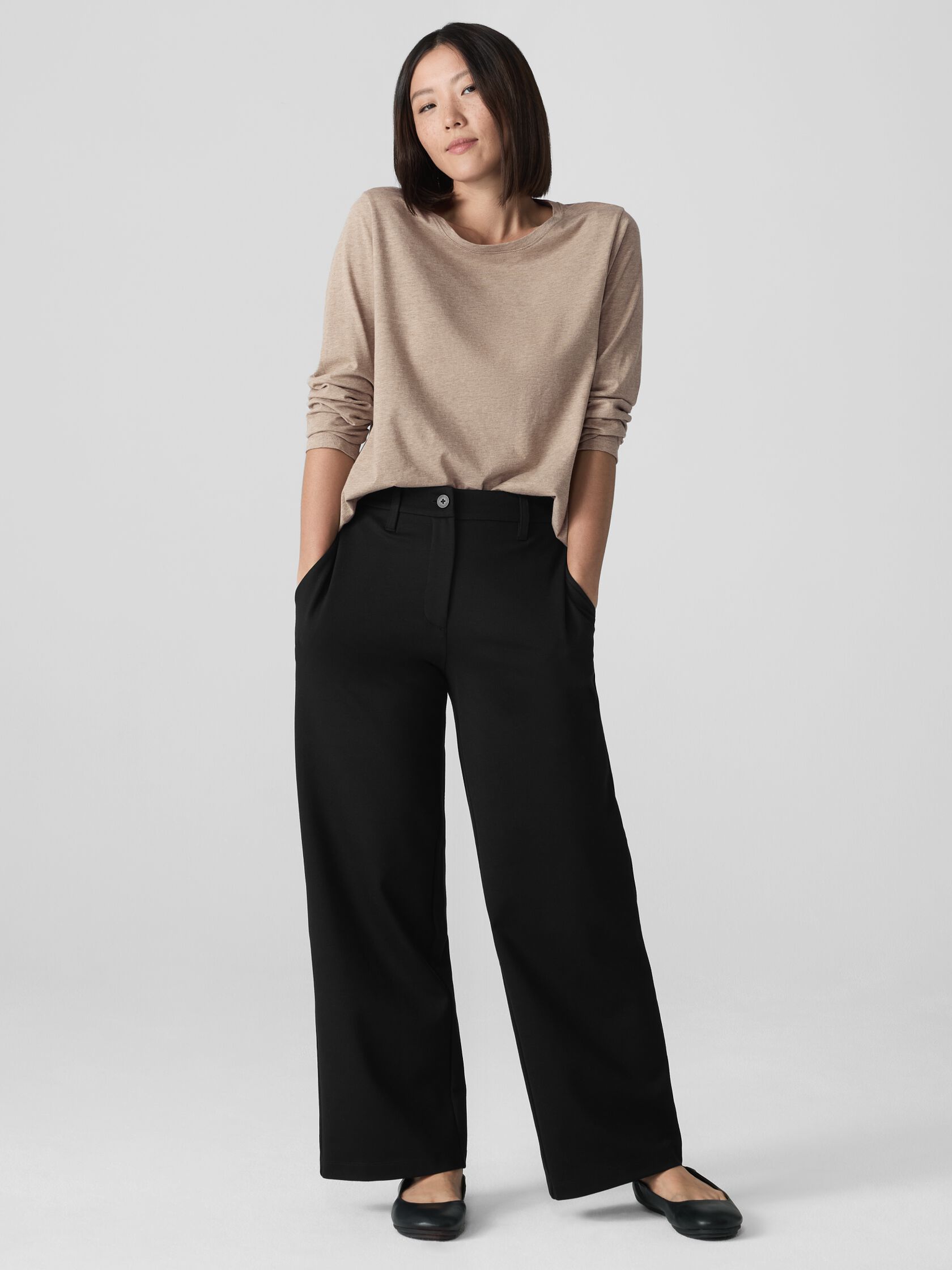 Washable Flex Ponte Wide Trouser Pant