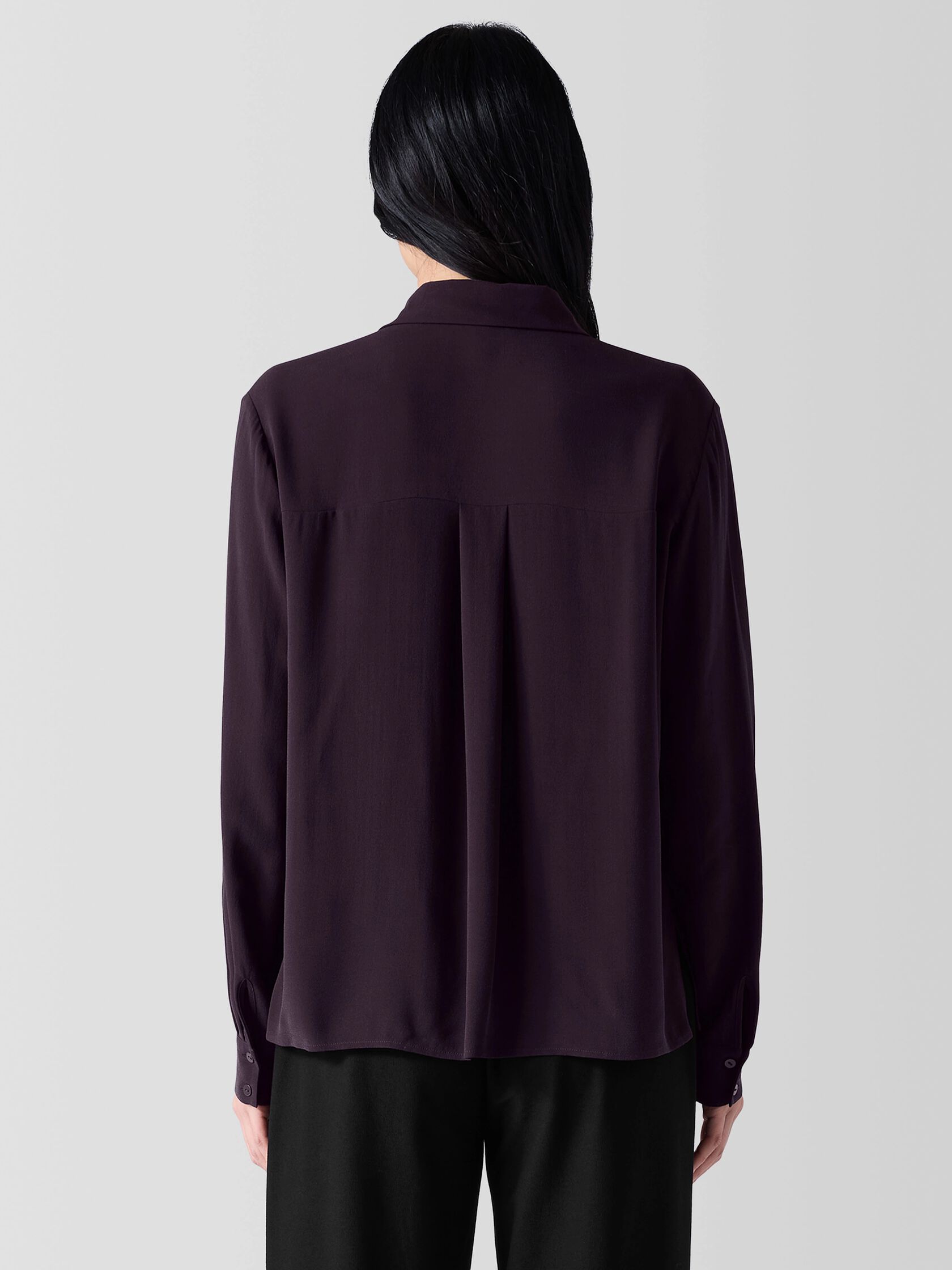 Silk Georgette Crepe Classic Collar Shirt