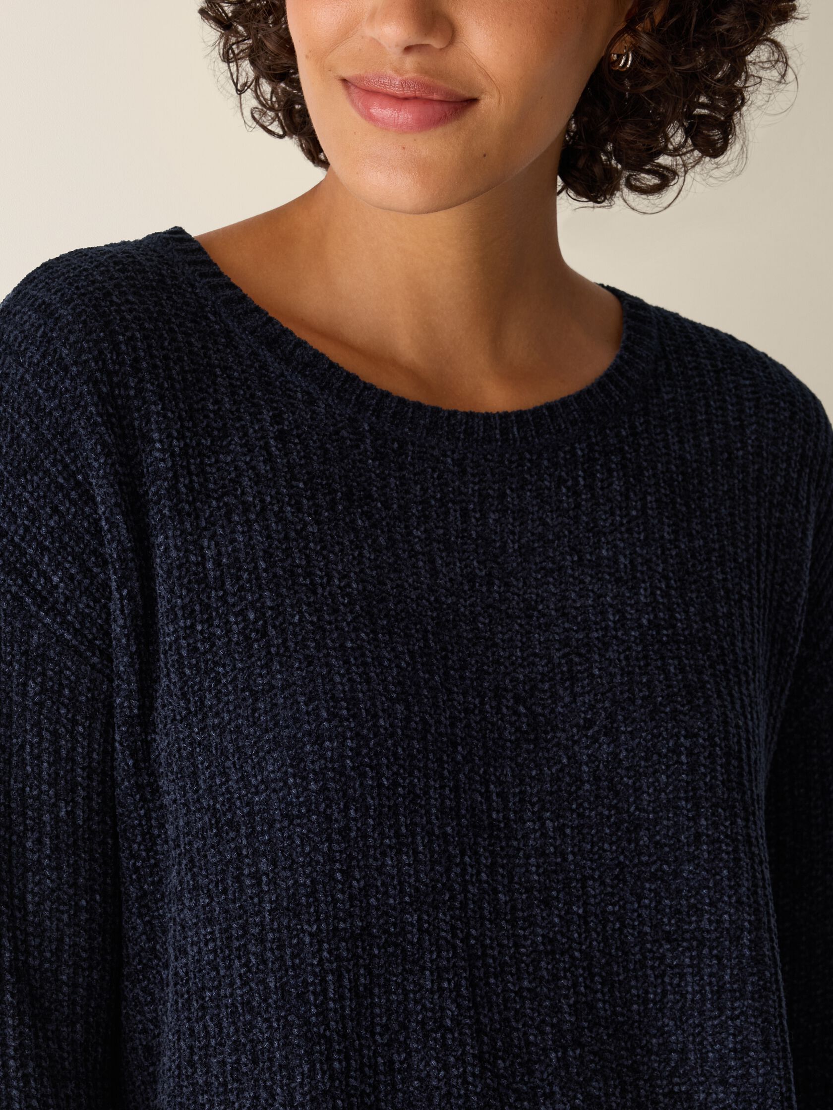 Chenille Blend Jewel Neck Top