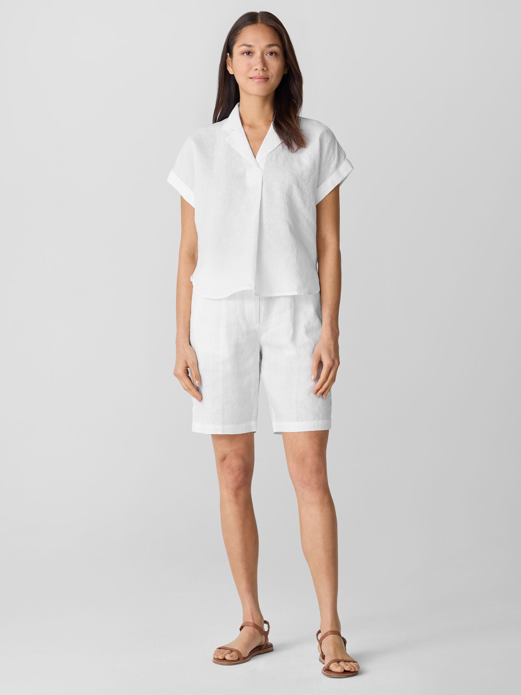 Organic Handkerchief Linen Notch Collar Top