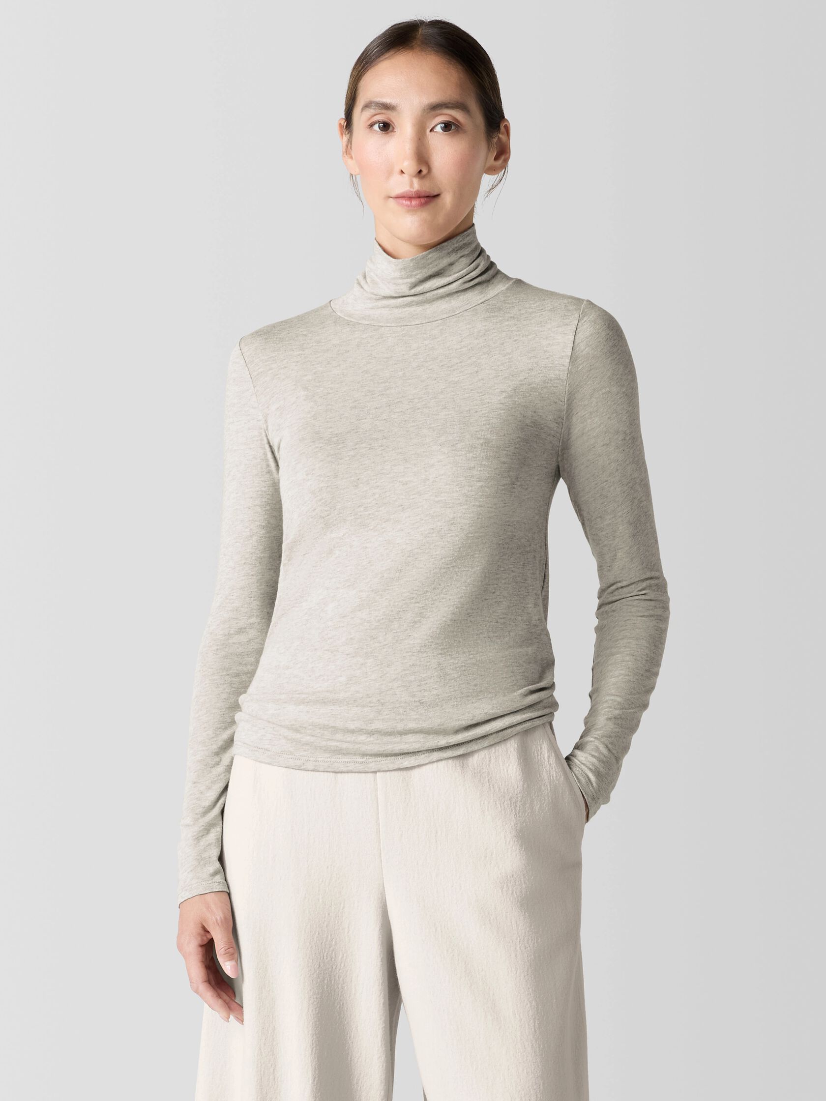 Sheer Knit Turtleneck Top
