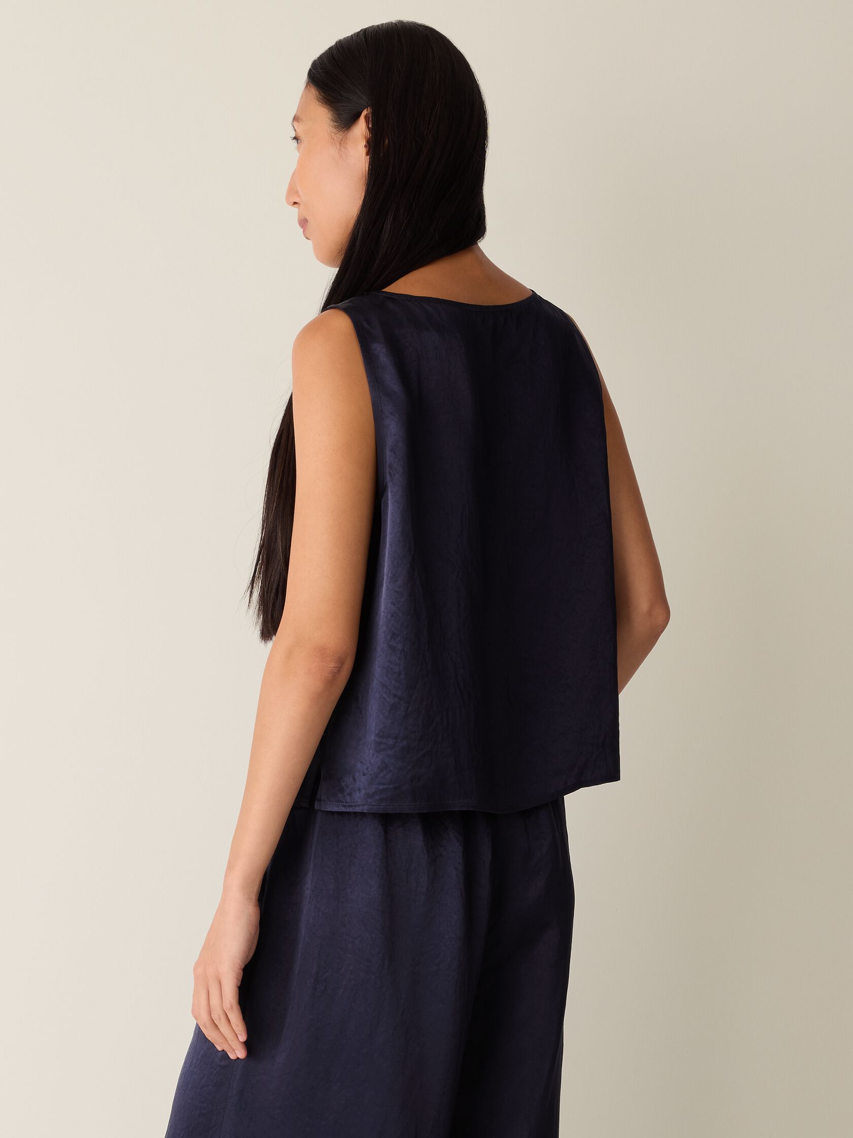 Textured Satin Ballet Neck Tank
