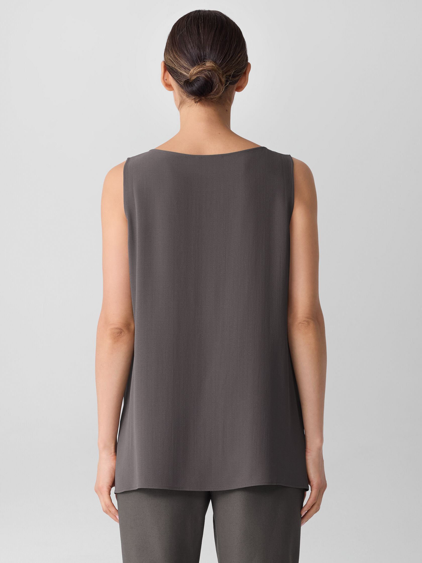 Silk Georgette Crepe Ballet Neck Long Tank