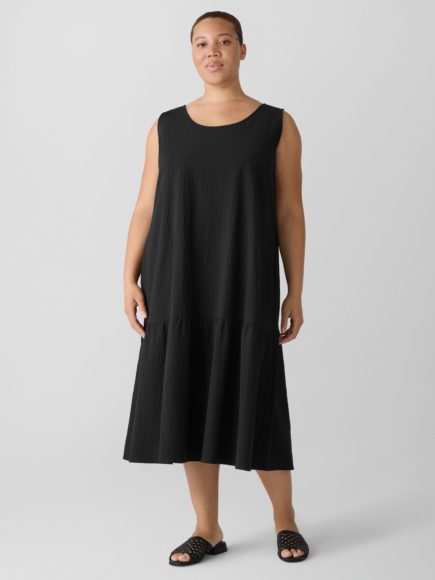 Organic Cotton Pucker Tiered Dress