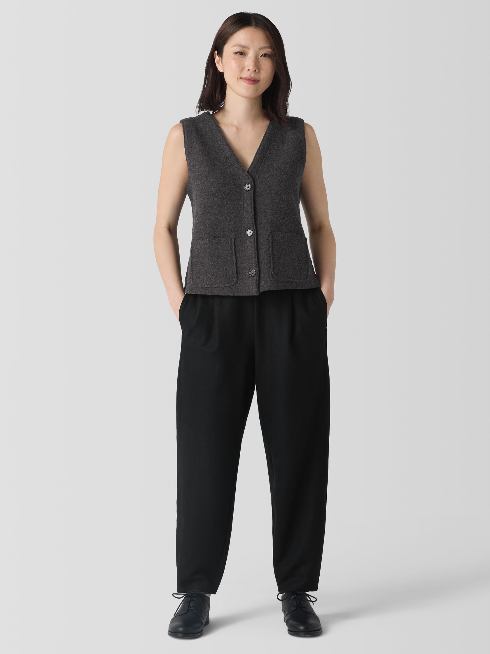 Lightweight Boiled Wool Vest in Regenerative Wool