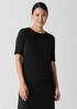 Crinkled Jersey Crew Neck Top
