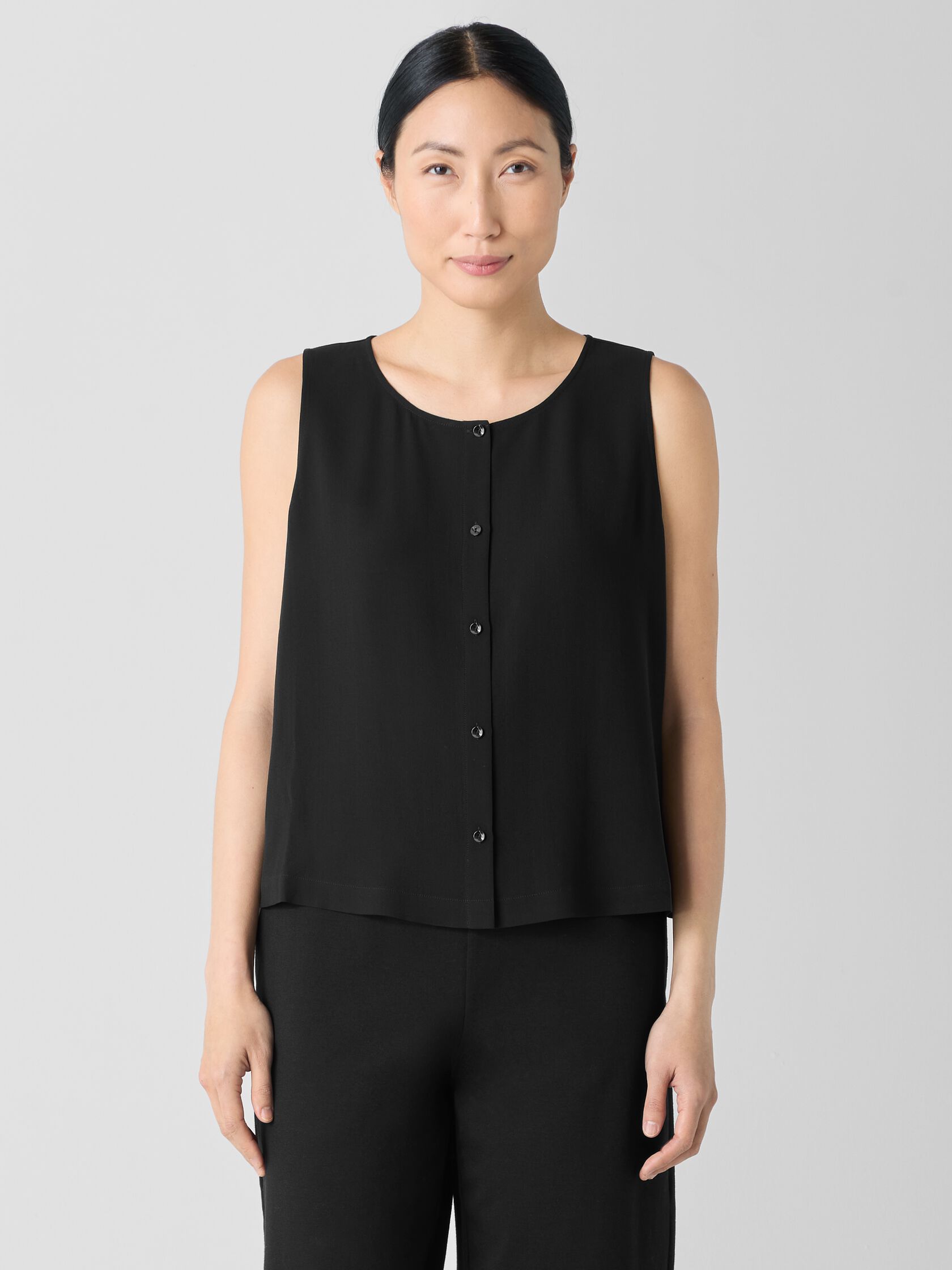 Silk Georgette Crepe Round Neck Vest